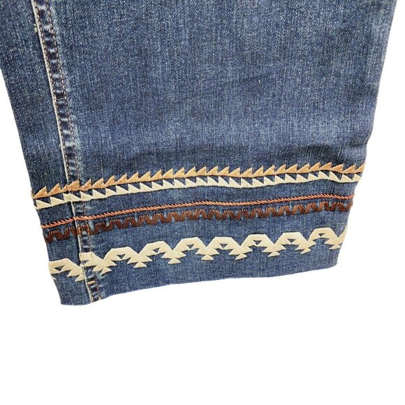 Guy Giuliana Embroidered cropped Ankle Leg Jeans Size 4 Dark Blue - Picture 11 of 15